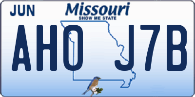 MO license plate AH0J7B