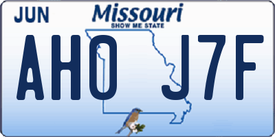 MO license plate AH0J7F