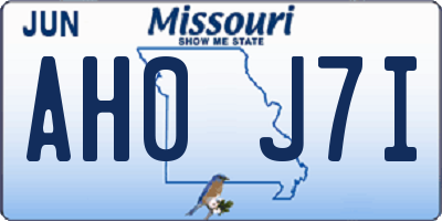 MO license plate AH0J7I