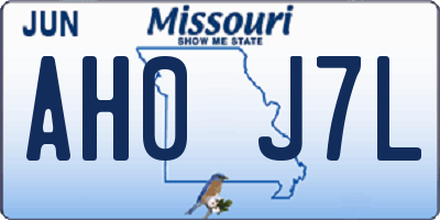 MO license plate AH0J7L