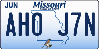 MO license plate AH0J7N