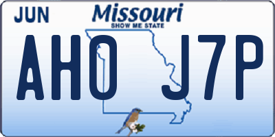 MO license plate AH0J7P