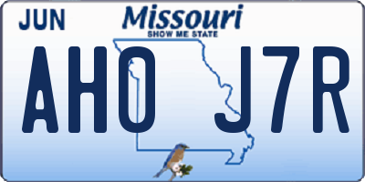 MO license plate AH0J7R