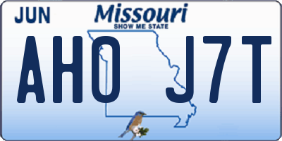 MO license plate AH0J7T