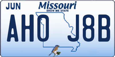 MO license plate AH0J8B