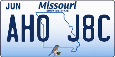 MO license plate AH0J8C