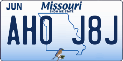 MO license plate AH0J8J