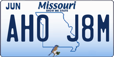 MO license plate AH0J8M