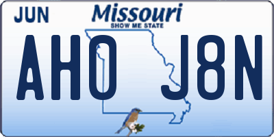 MO license plate AH0J8N