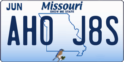 MO license plate AH0J8S