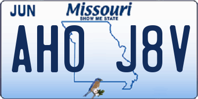 MO license plate AH0J8V