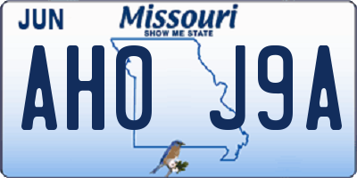 MO license plate AH0J9A