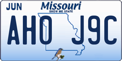 MO license plate AH0J9C