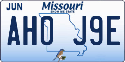 MO license plate AH0J9E