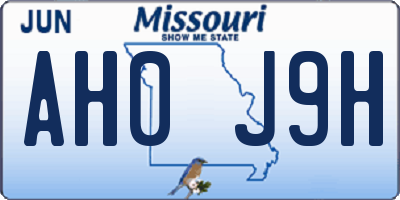 MO license plate AH0J9H