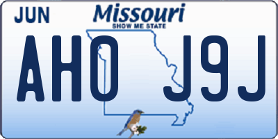 MO license plate AH0J9J