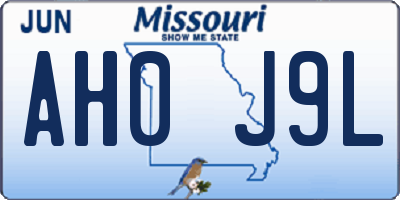 MO license plate AH0J9L