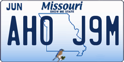 MO license plate AH0J9M