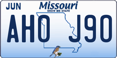 MO license plate AH0J9O