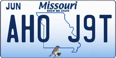 MO license plate AH0J9T