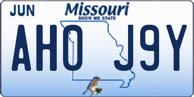 MO license plate AH0J9Y