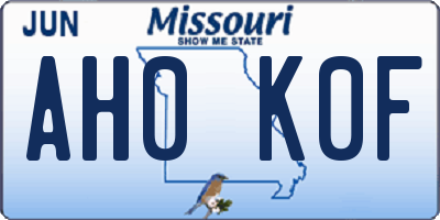 MO license plate AH0K0F