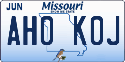 MO license plate AH0K0J