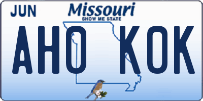 MO license plate AH0K0K