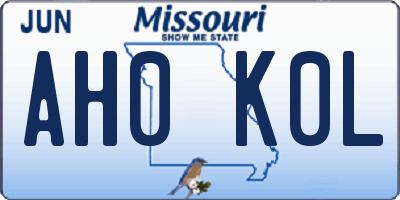 MO license plate AH0K0L