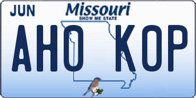 MO license plate AH0K0P