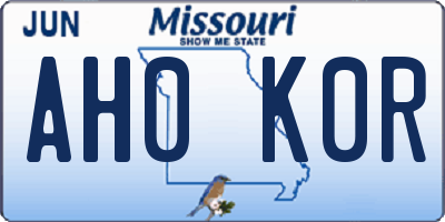 MO license plate AH0K0R