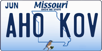 MO license plate AH0K0V