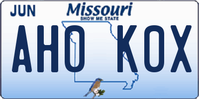 MO license plate AH0K0X