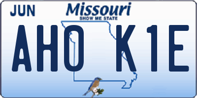 MO license plate AH0K1E