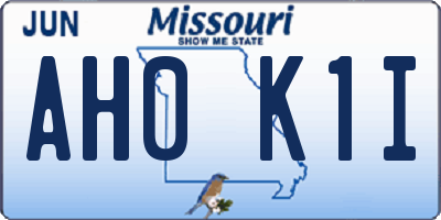 MO license plate AH0K1I