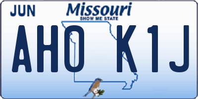 MO license plate AH0K1J