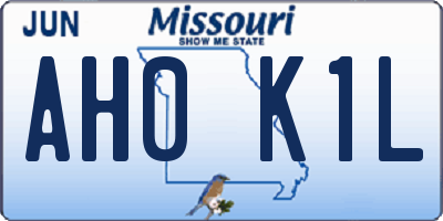MO license plate AH0K1L