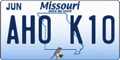 MO license plate AH0K1O