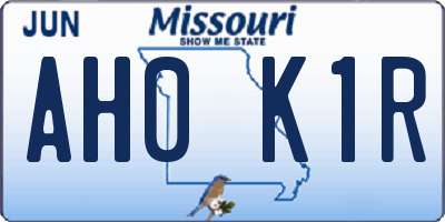 MO license plate AH0K1R