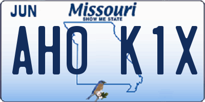 MO license plate AH0K1X