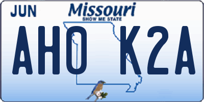 MO license plate AH0K2A