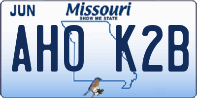 MO license plate AH0K2B