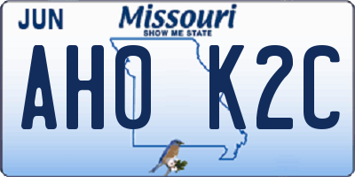 MO license plate AH0K2C