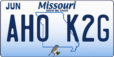 MO license plate AH0K2G