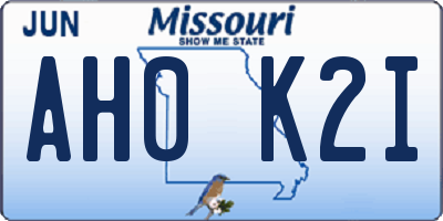 MO license plate AH0K2I