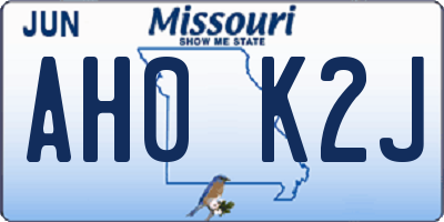 MO license plate AH0K2J