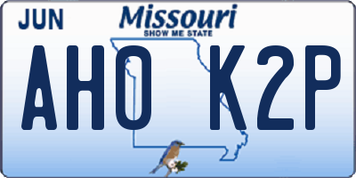MO license plate AH0K2P