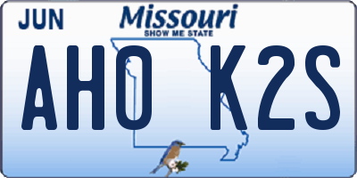 MO license plate AH0K2S