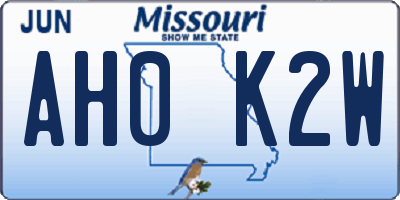 MO license plate AH0K2W