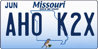 MO license plate AH0K2X